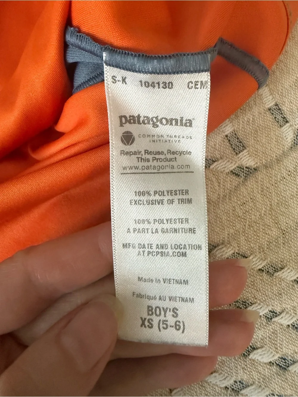 Patagonia Kids Orange & Gray Short Sleeve Rashguard